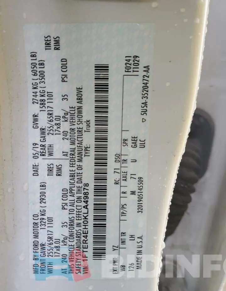 1FTER4EH0KLA49878 Photo# 10