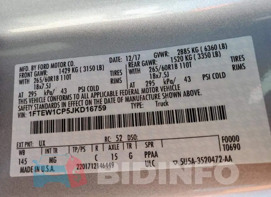 1FTEW1CP5JKD16759 Photo# 10