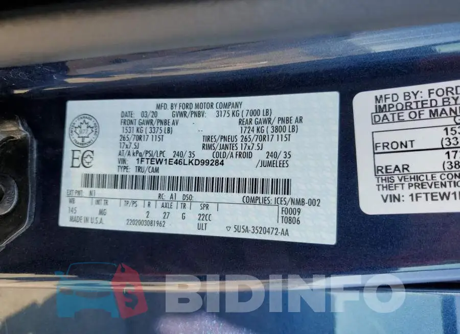 1FTEW1E46LKD99284 Photo# 13
