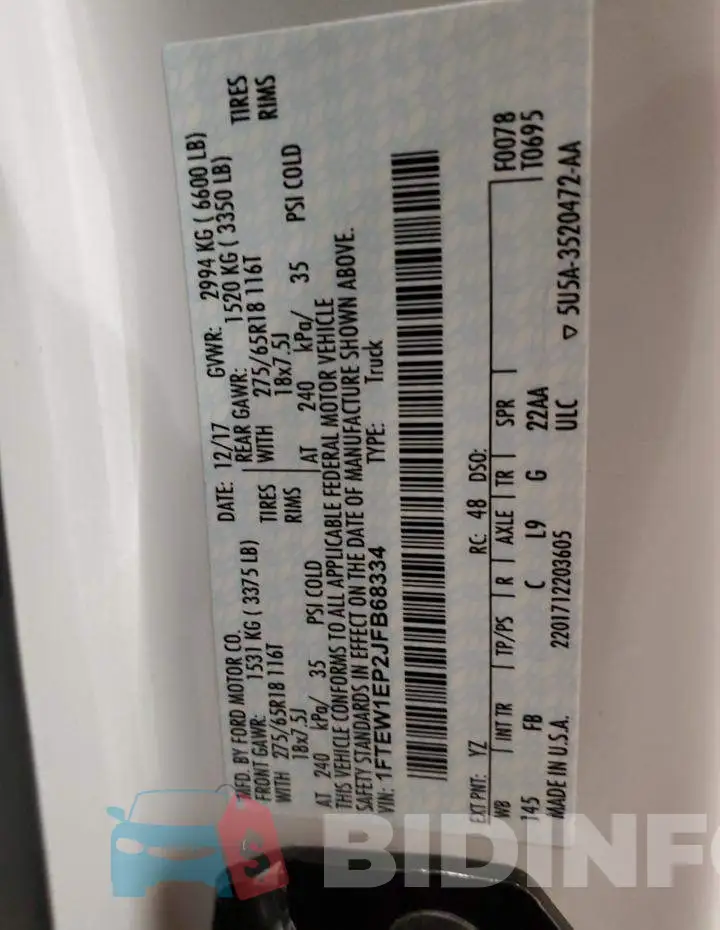 1FTEW1EP2JFB68334 Photo# 10