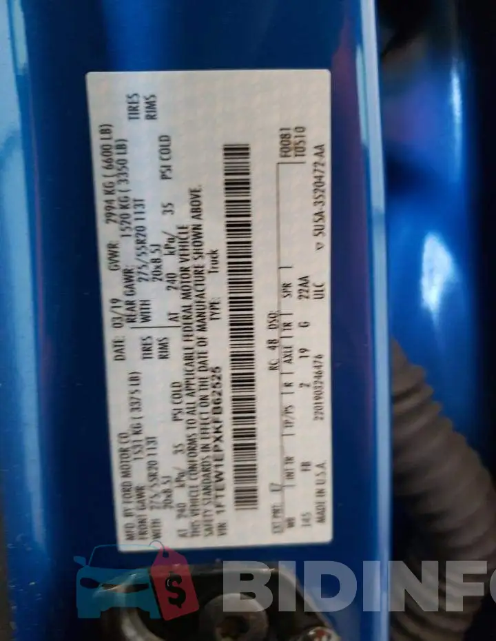 1FTEW1EPXKFB62525 Photo# 10