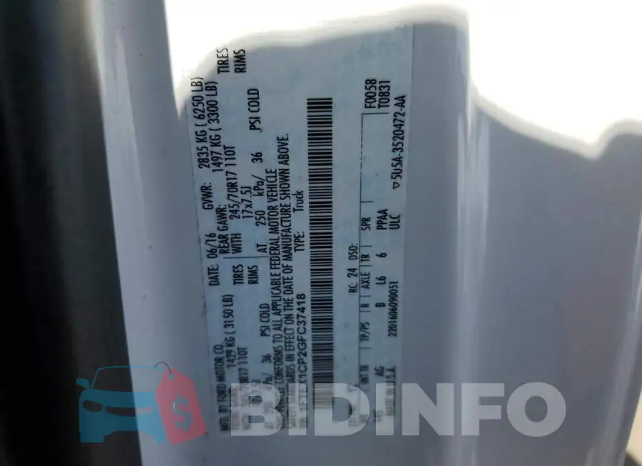 1FTEX1CP2GFC37418 Photo# 12