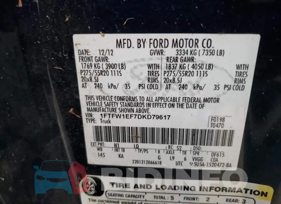 1FTFW1EF7DKD79617 Photo# 10