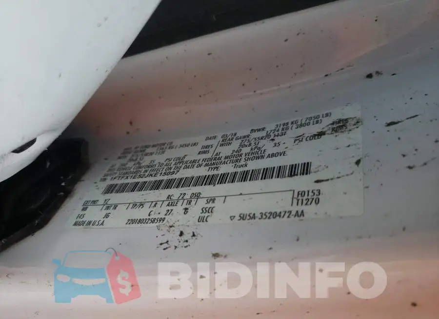 1FTFX1E52JKE15097 Photo# 10