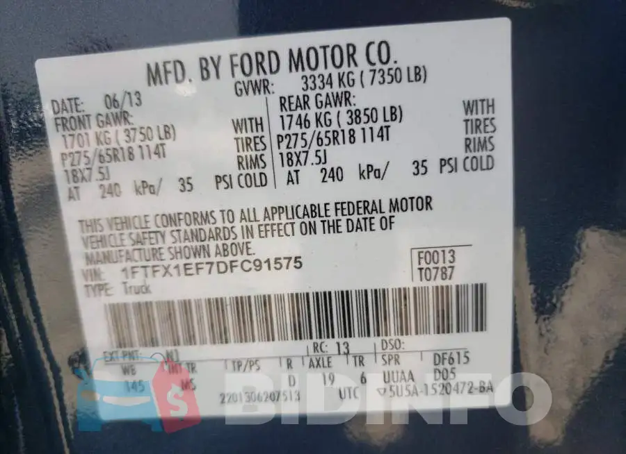 1FTFX1EF7DFC91575 Photo# 10