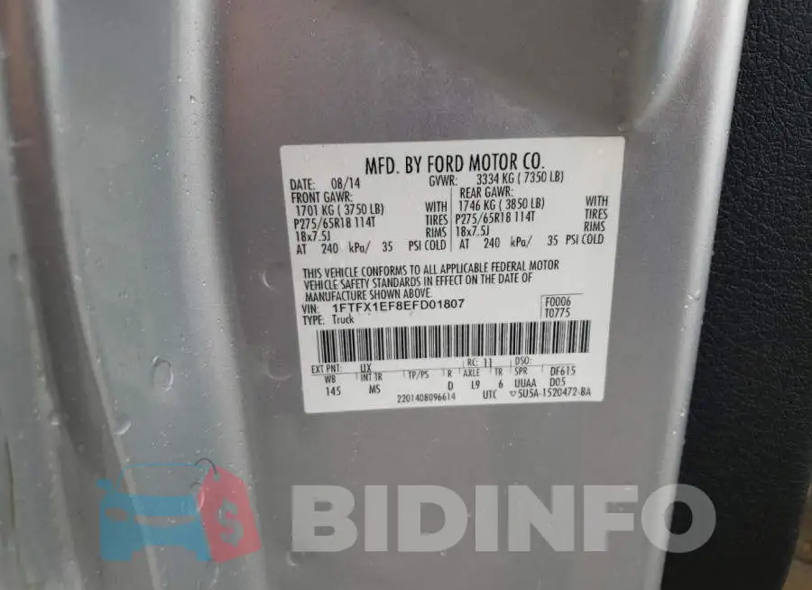 1FTFX1EF8EFD01807 Photo# 12