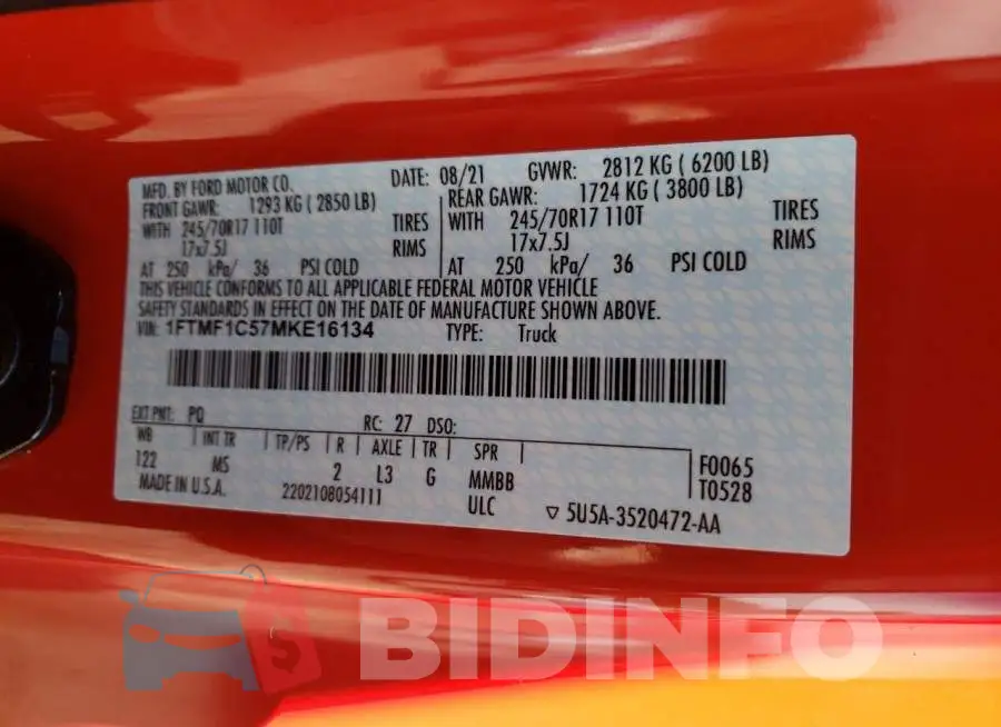 1FTMF1C57MKE16134 Photo# 10