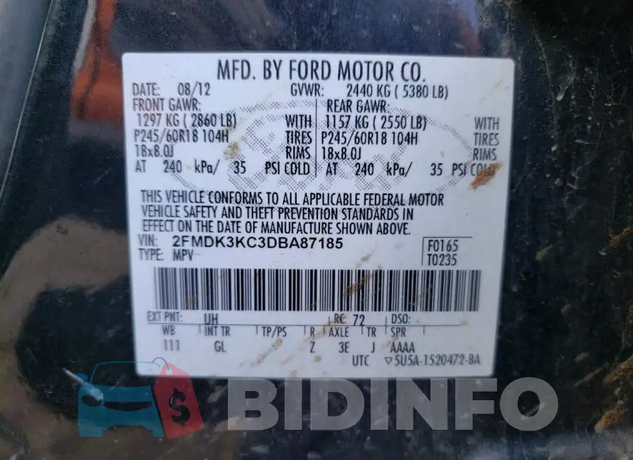 2FMDK3KC3DBA87185 Photo# 13