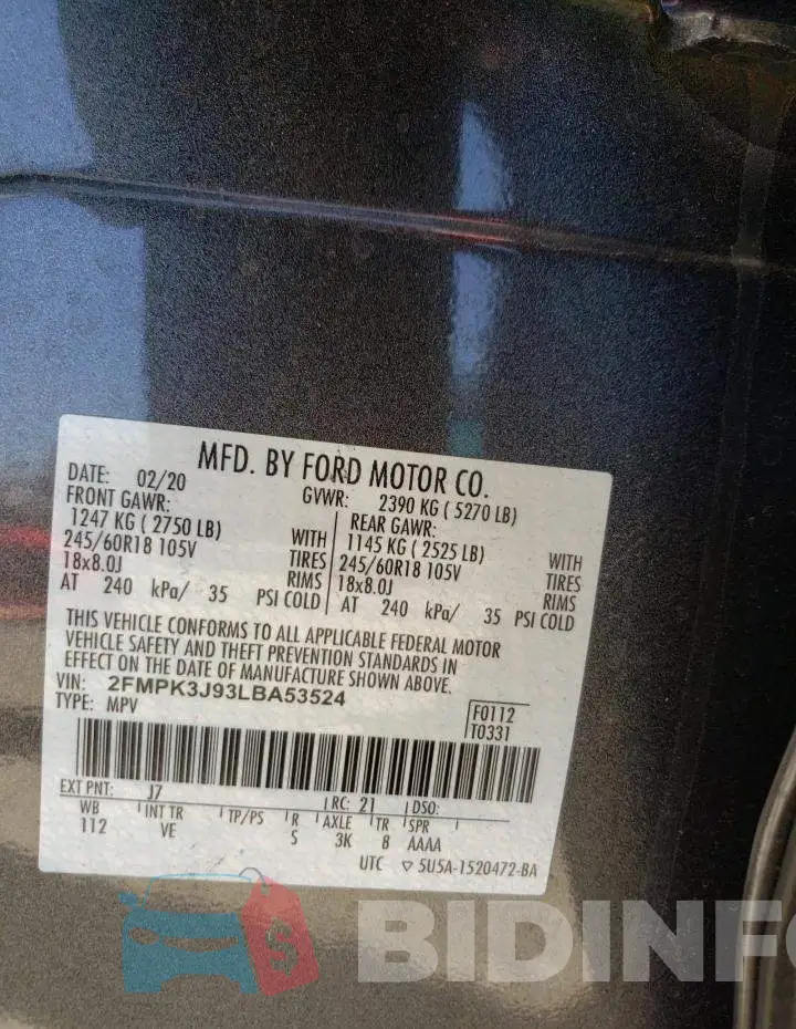2FMPK3J93LBA53524 Photo# 10