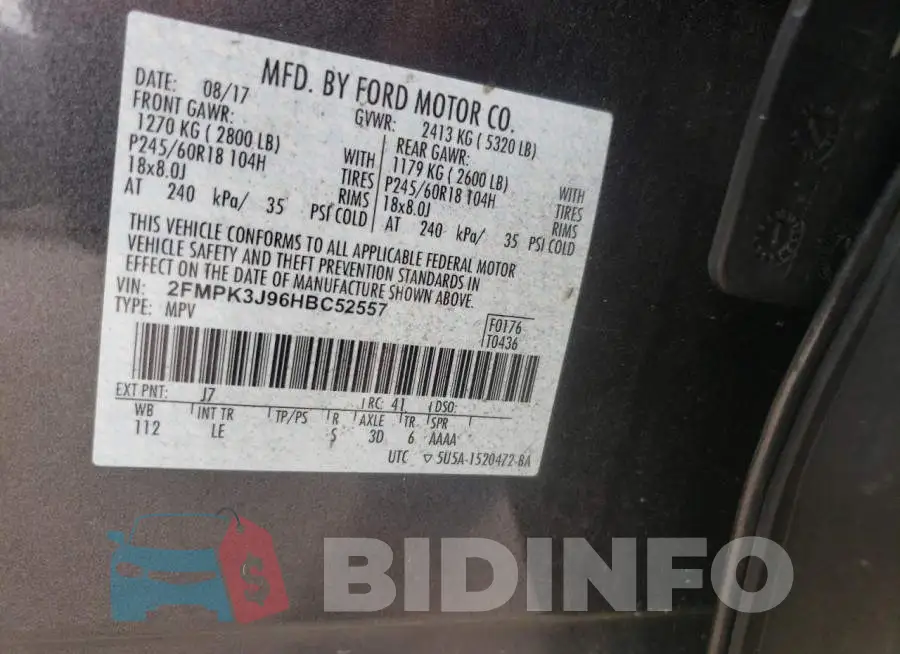 2FMPK3J96HBC52557 Photo# 10