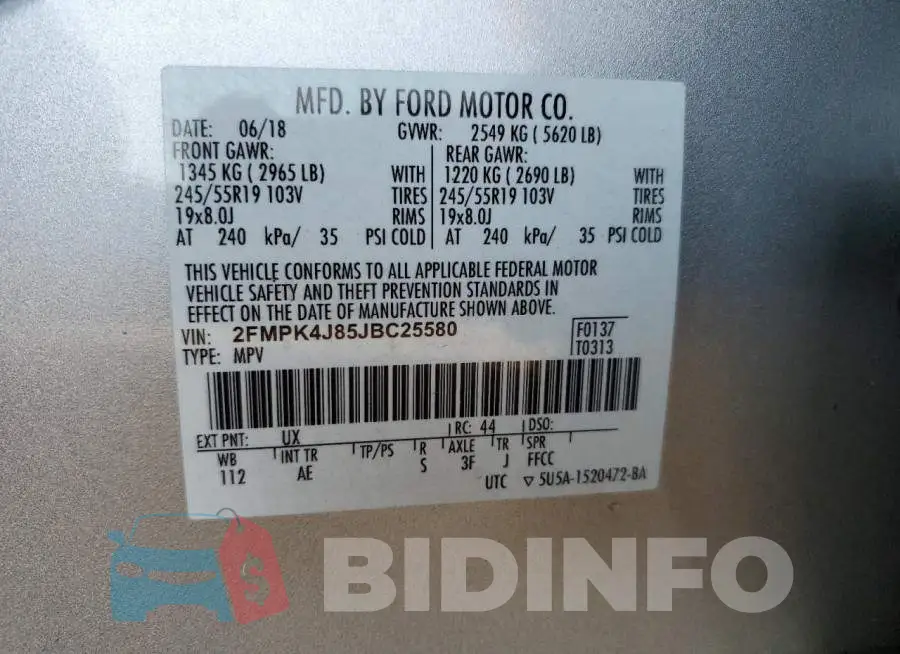 2FMPK4J85JBC25580 Photo# 10