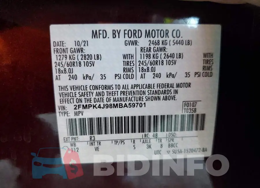 2FMPK4J98MBA59701 Photo# 10