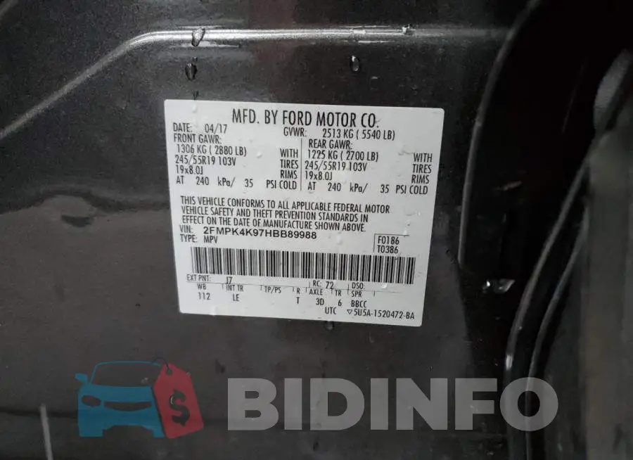 2FMPK4K97HBB89988 Photo# 10