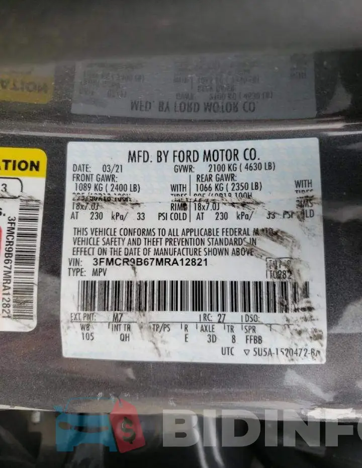 3FMCR9B67MRA12821 Photo# 10