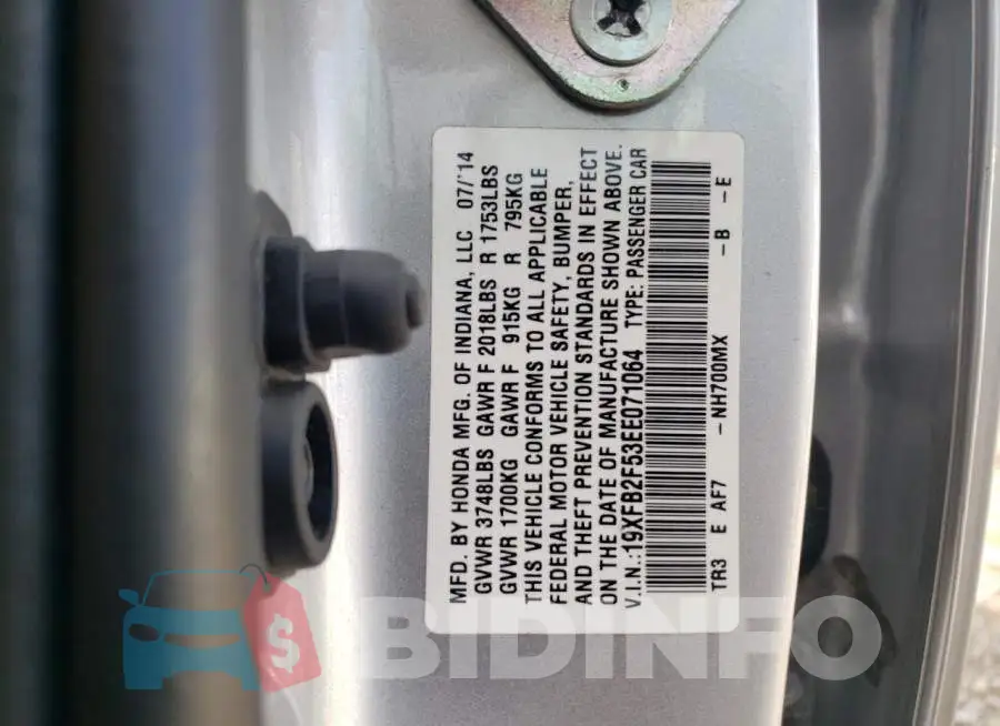 19XFB2F53EE071064 Photo# 10