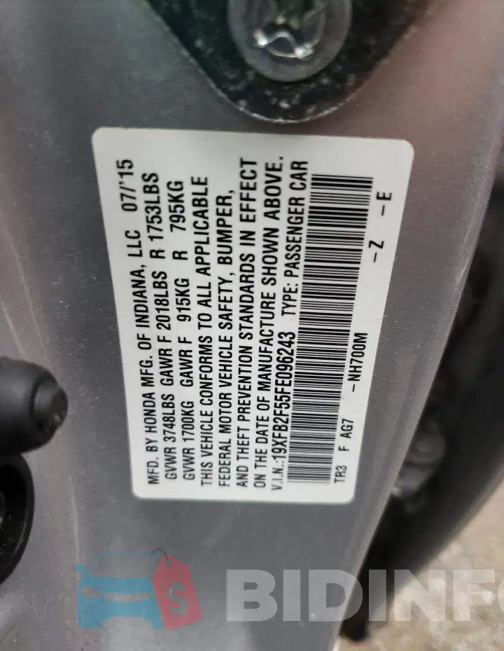 19XFB2F55FE096243 Photo# 10
