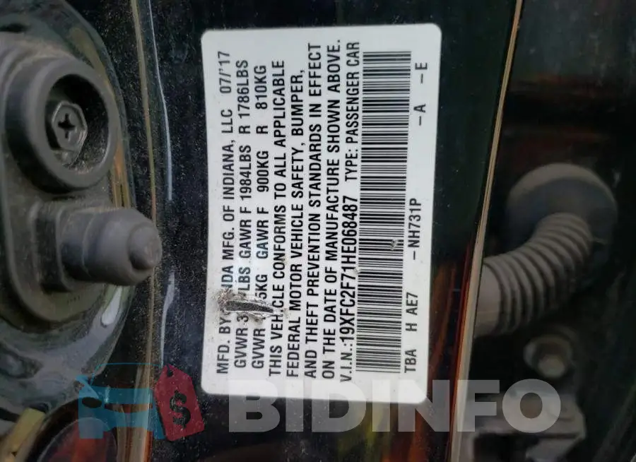 19XFC2F71HE068487 Photo# 10