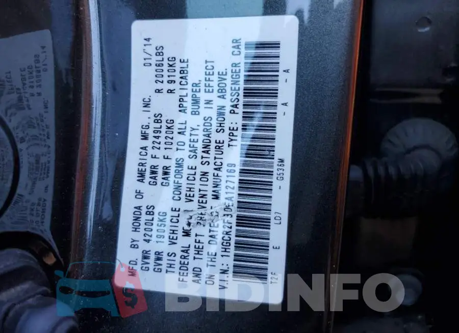 1HGCR2F30EA127169 Photo# 12
