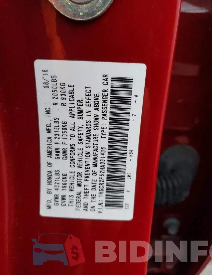 1HGCR2F52HA031436 Photo# 13