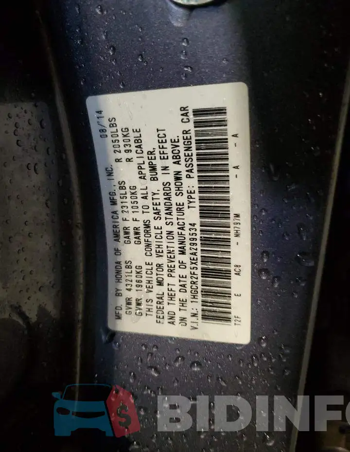 1HGCR2F5XEA299534 Photo# 10