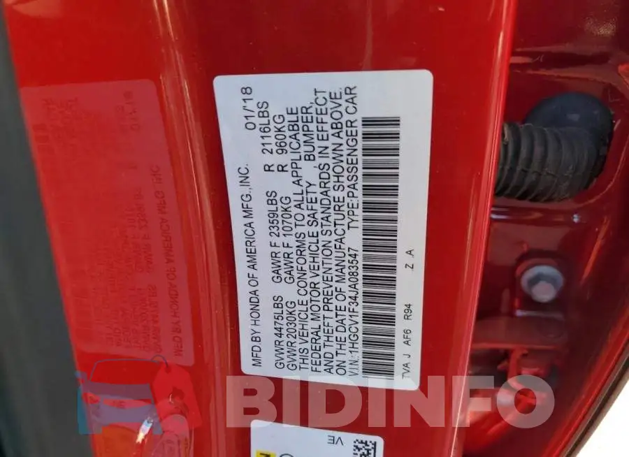 1HGCV1F34JA083547 Photo# 12