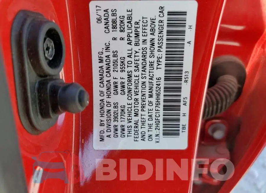 2HGFC1F76HH652416 Photo# 10