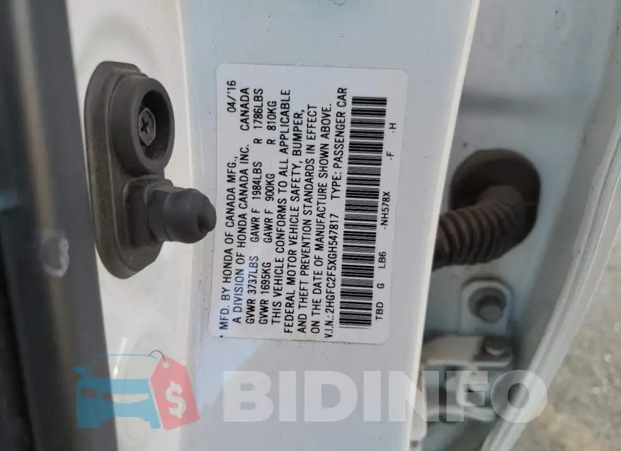 2HGFC2F5XGH547817 Photo# 12