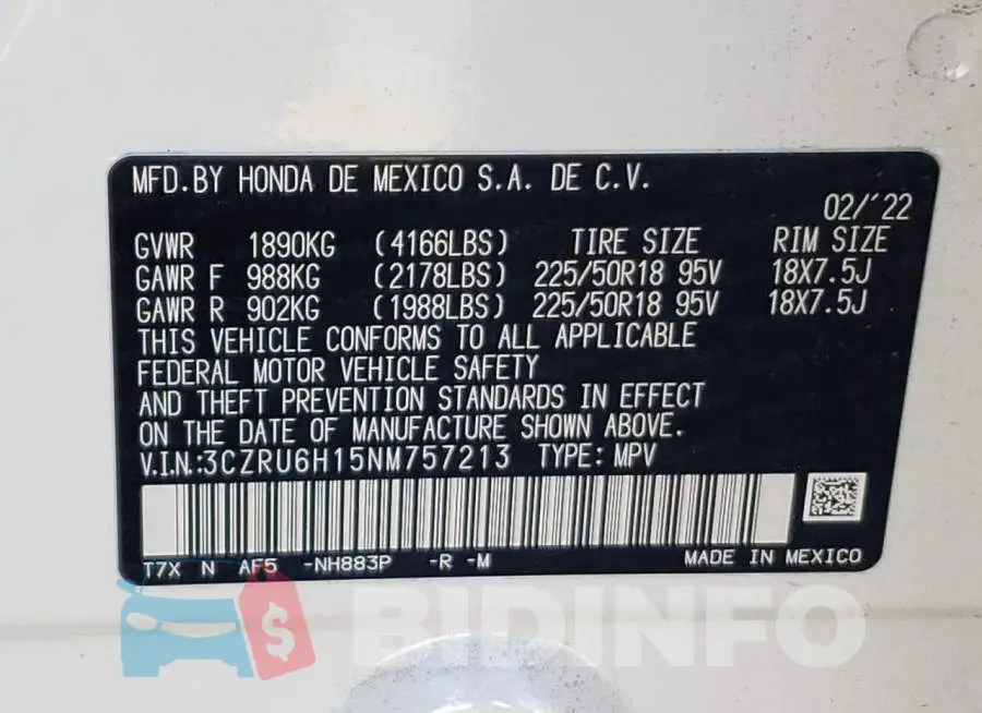 3CZRU6H15NM757213 Photo# 10