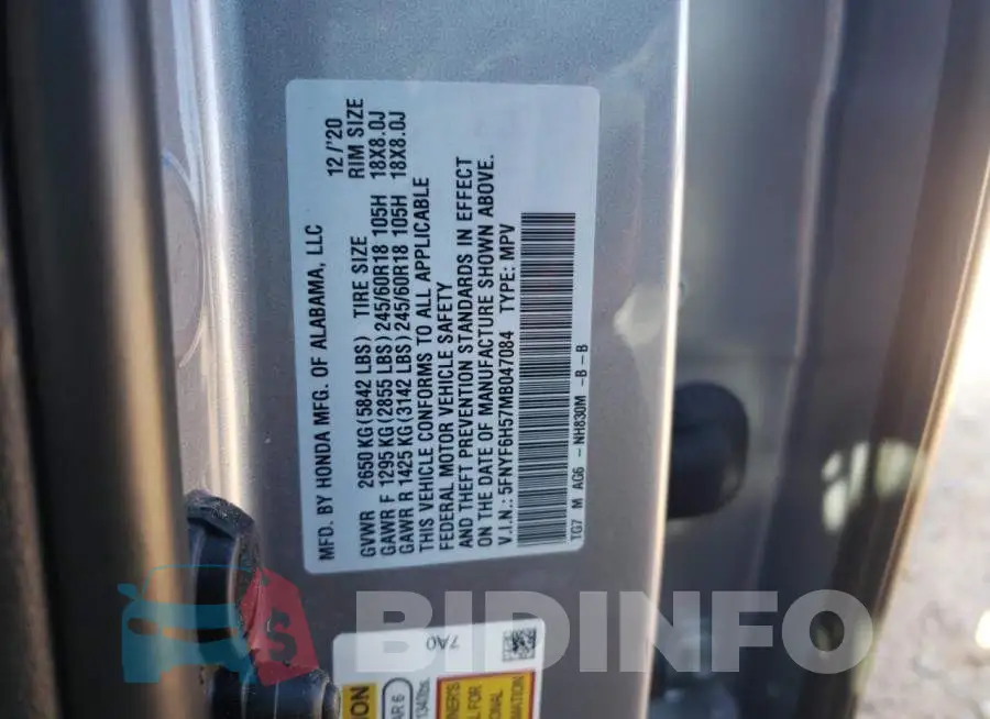 5FNYF6H57MB047084 Photo# 10