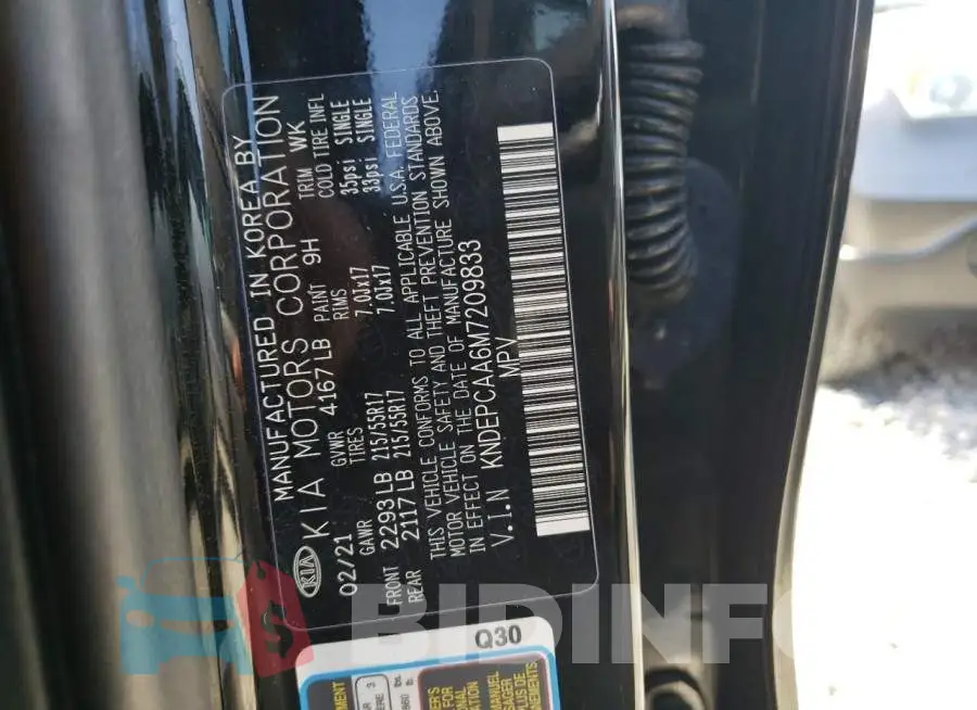 KNDEPCAA6M7209833 Photo# 10