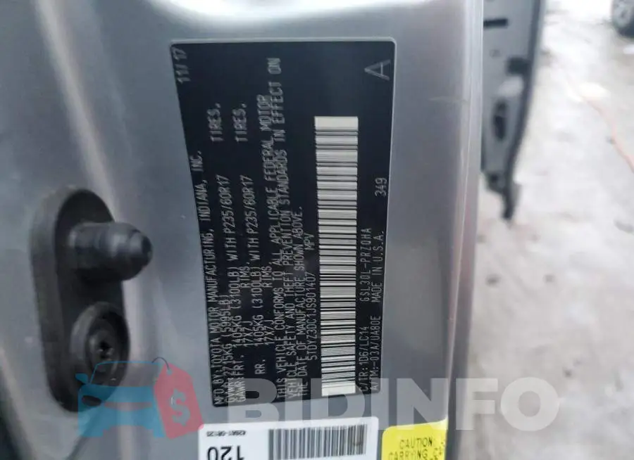 5TDYZ3DC1JS901407 Photo# 14