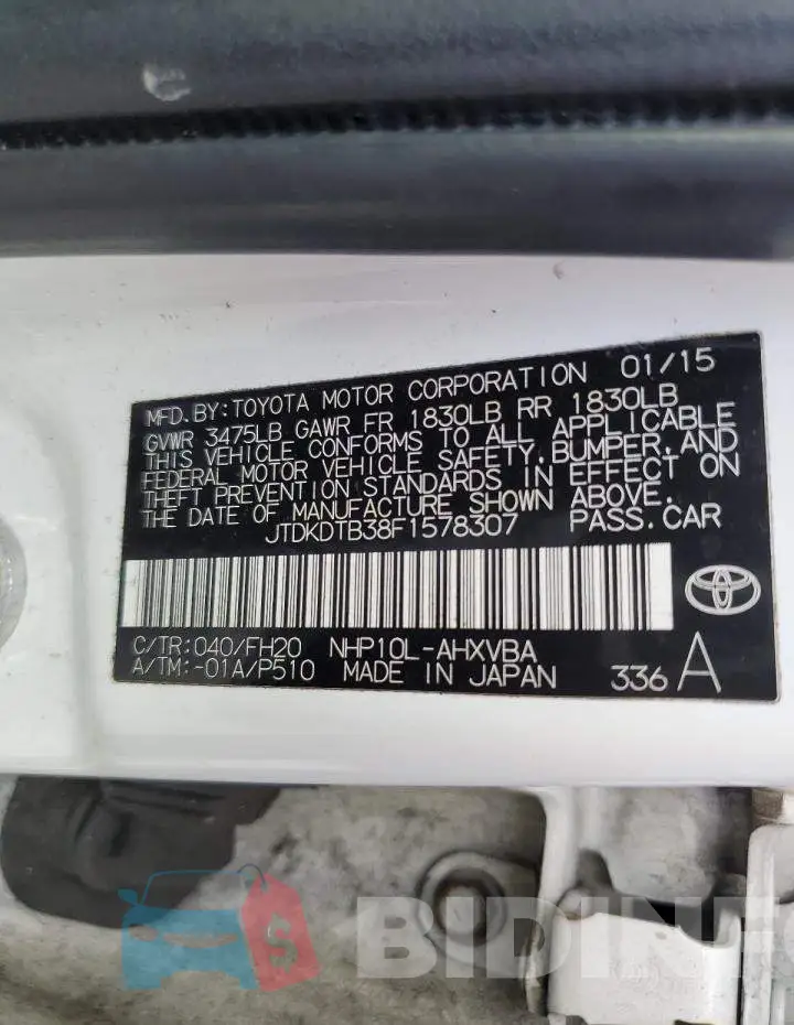 JTDKDTB38F1578307 Photo# 12