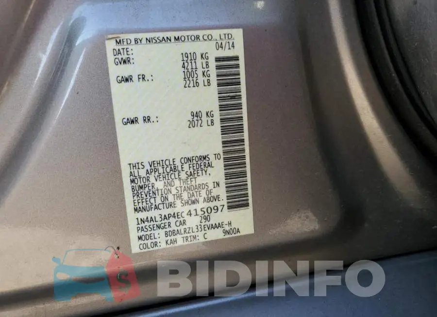 1N4AL3AP4EC415097 Photo# 12