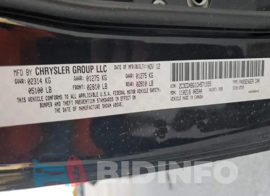 2C3CDXBG1DH571555 Photo# 13