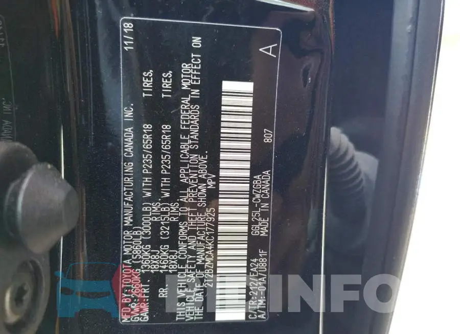 2T2BZMCA4KC177925 Photo# 10