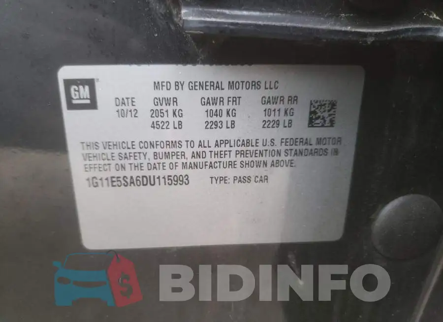 1G11E5SA6DU115993 Photo# 10