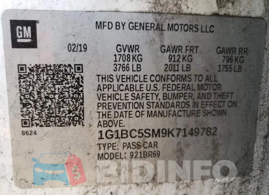 1G1BC5SM9K7149782 Photo# 12