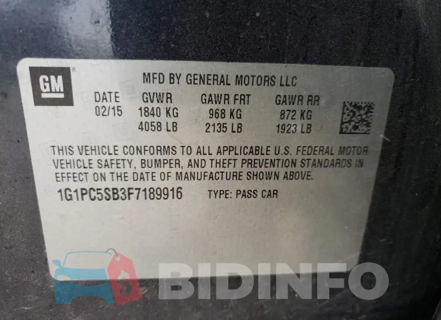 1G1PC5SB3F7189916 Photo# 12