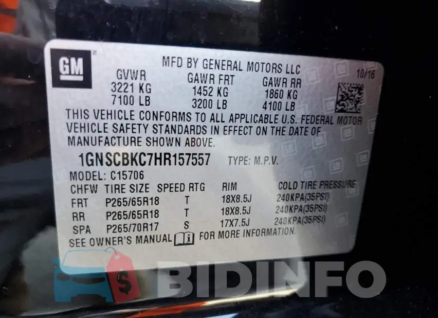 1GNSCBKC7HR157557 Photo# 13