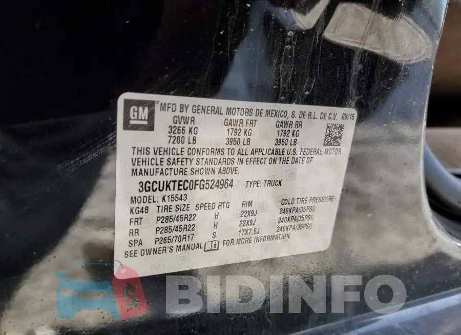 3GCUKTEC0FG524964 Photo# 10