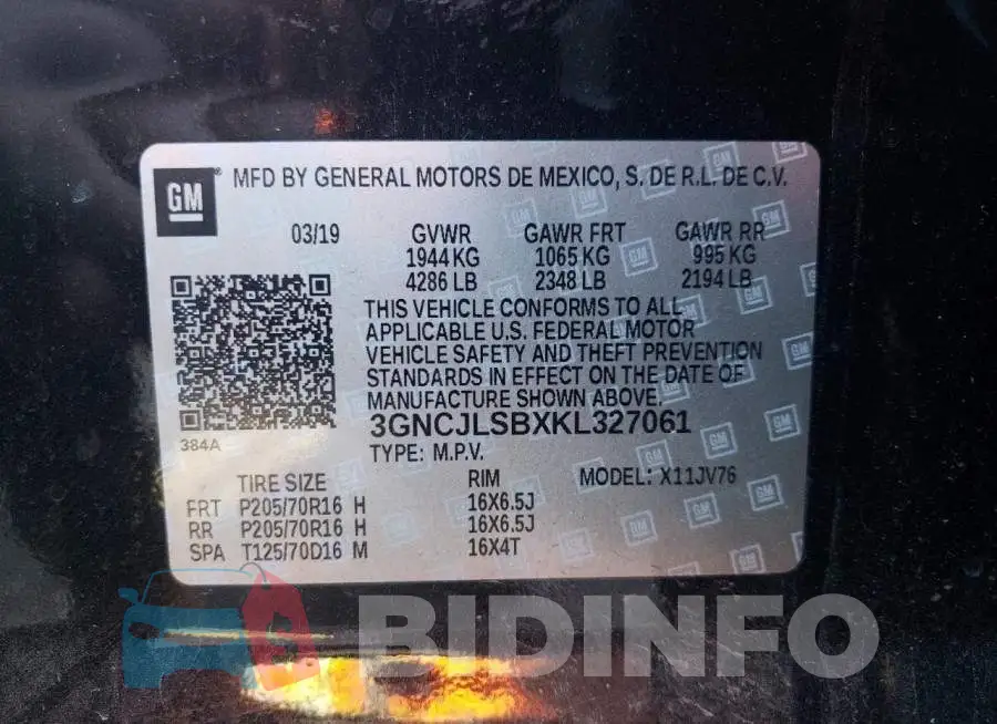 3GNCJLSBXKL327061 Photo# 13