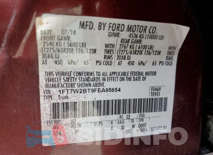 1FT7W2BT9FEA95654 Photo# 10
