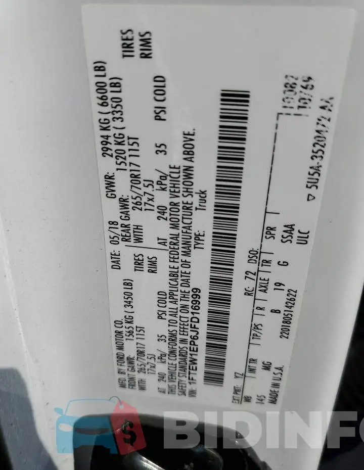 1FTEW1EP6JFD16999 Photo# 10