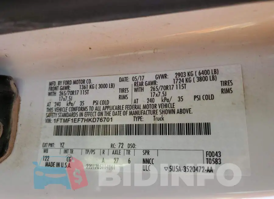 1FTMF1EF7HKD76701 Photo# 10