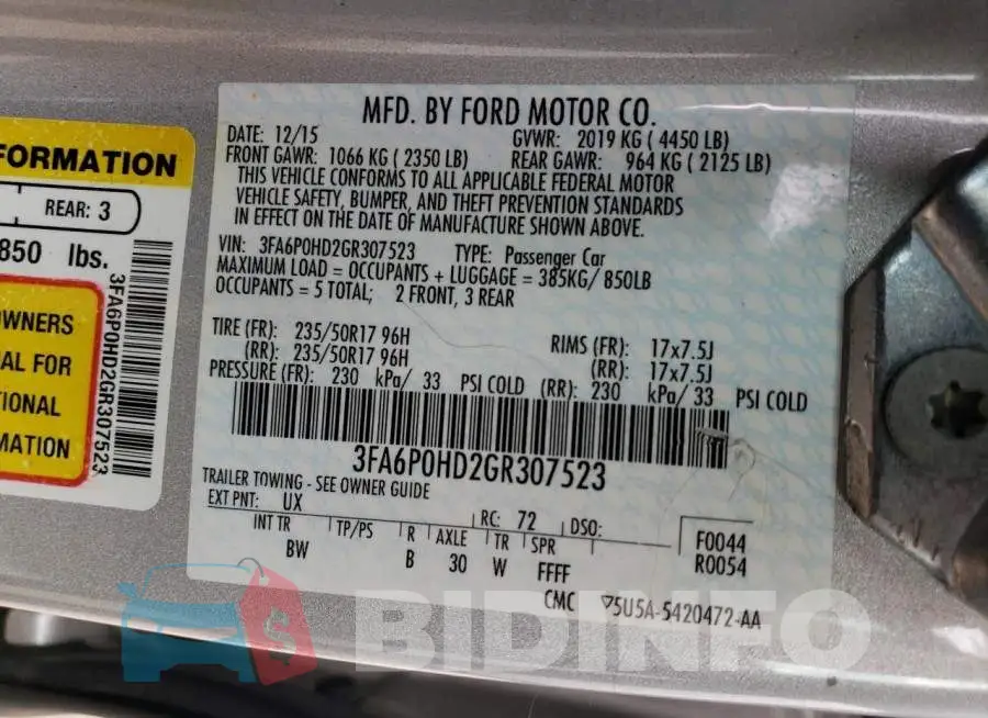 3FA6P0HD2GR307523 Photo# 12