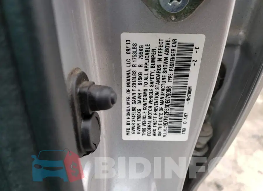 19XFB2F53DE079096 Photo# 12