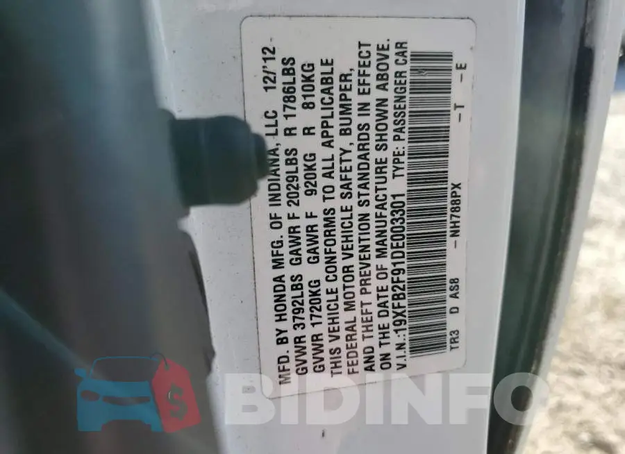19XFB2F91DE003301 Photo# 12