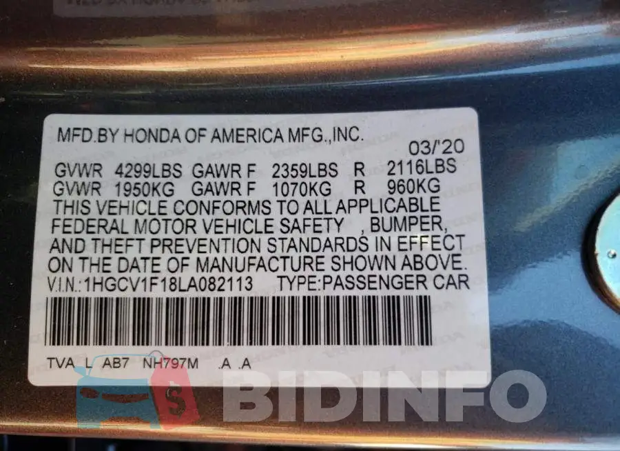 1HGCV1F18LA082113 Photo# 12