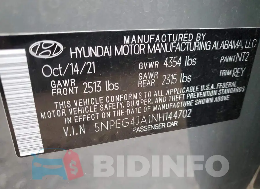 5NPEG4JA1NH144702 Photo# 10