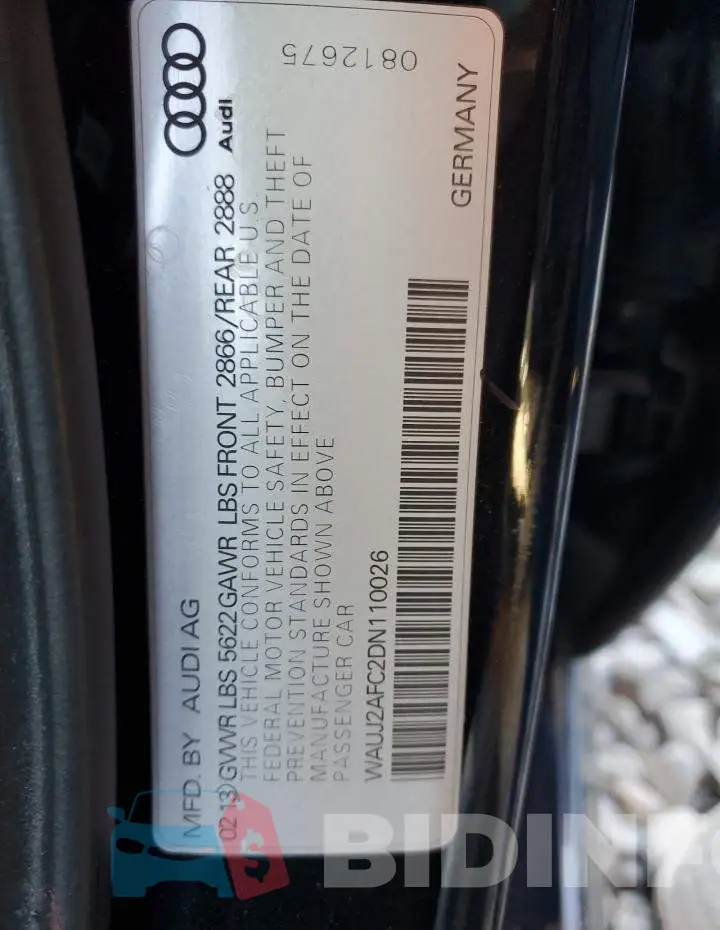 WAUJ2AFC2DN110026 Photo# 12